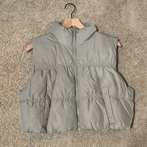 Padded sleeveless cropped vest in light sage